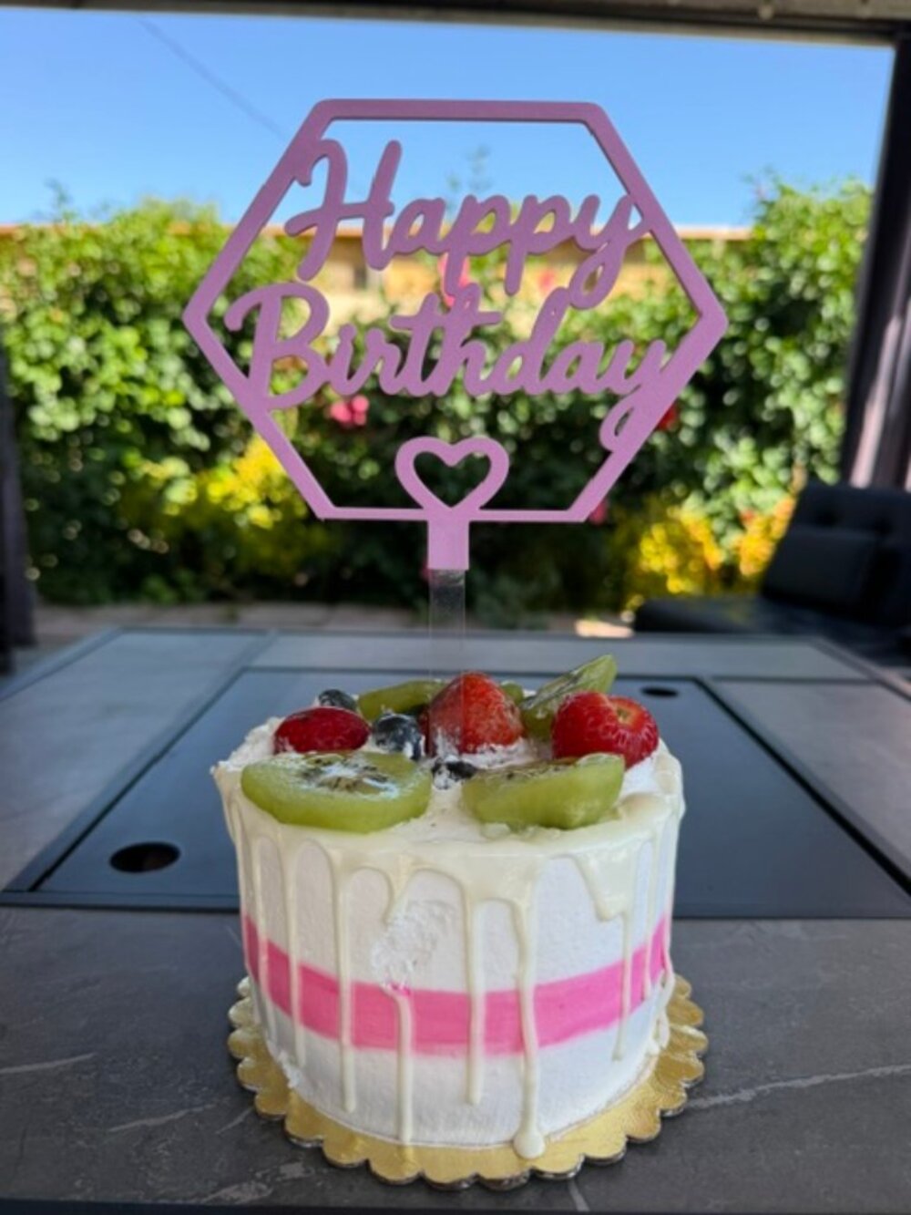 Happy Birthday Hexagon Cake Topper